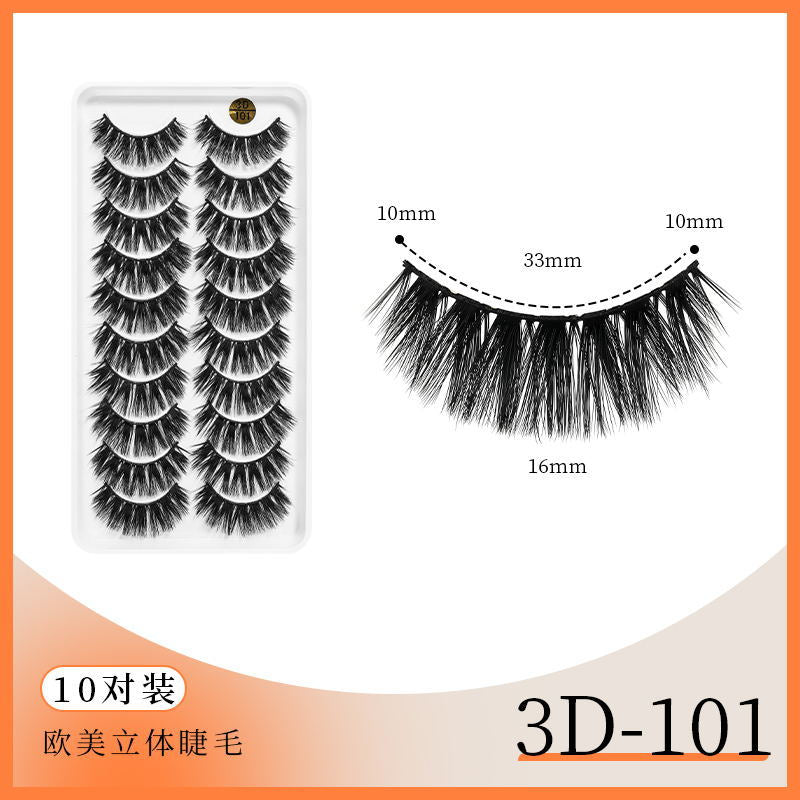 3D Multi-Layered False Eyelashes - 10 Pairs Bulk Pack