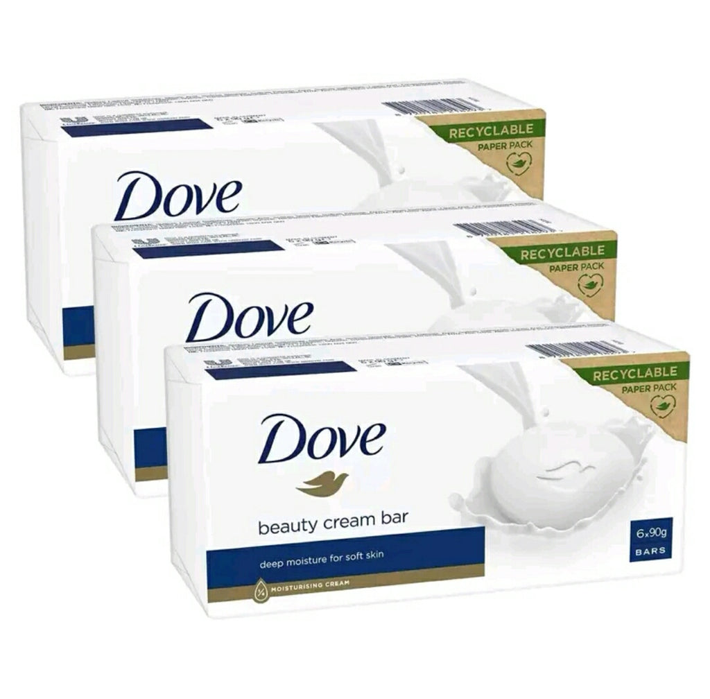 Dove Original Beauty Bar Soap with ¼ Moisturising Cream for Softer Smoother Healthier Looking Skin 6x 90g Body Care Moisture