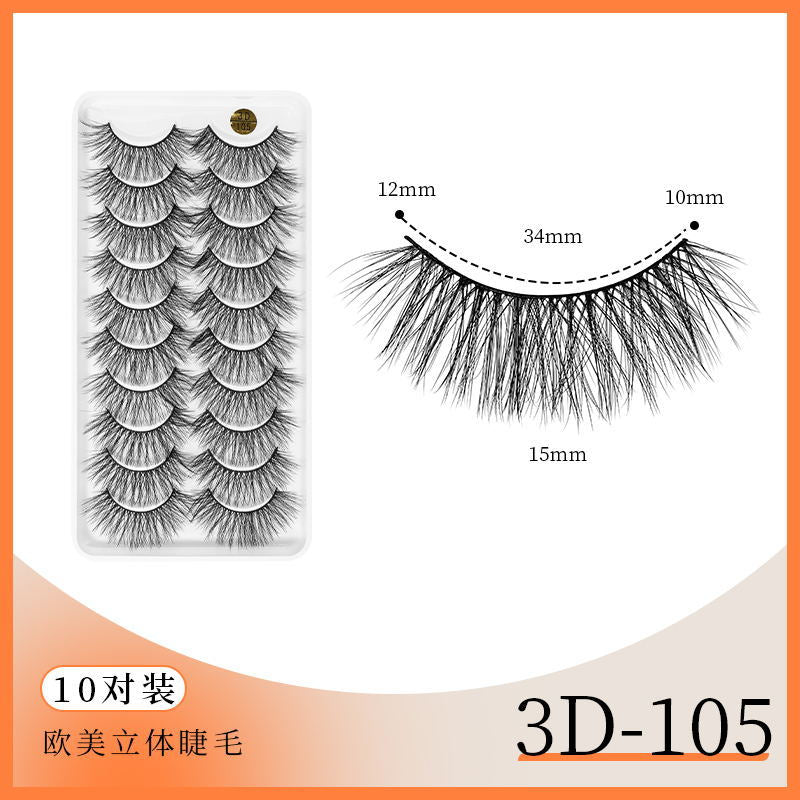 3D Multi-Layered False Eyelashes - 10 Pairs Bulk Pack