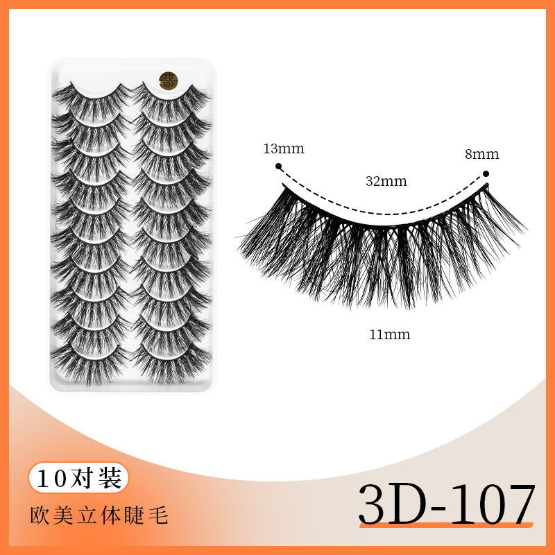 3D Multi-Layered False Eyelashes - 10 Pairs Bulk Pack