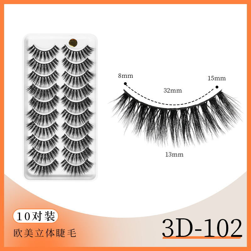 3D Multi-Layered False Eyelashes - 10 Pairs Bulk Pack