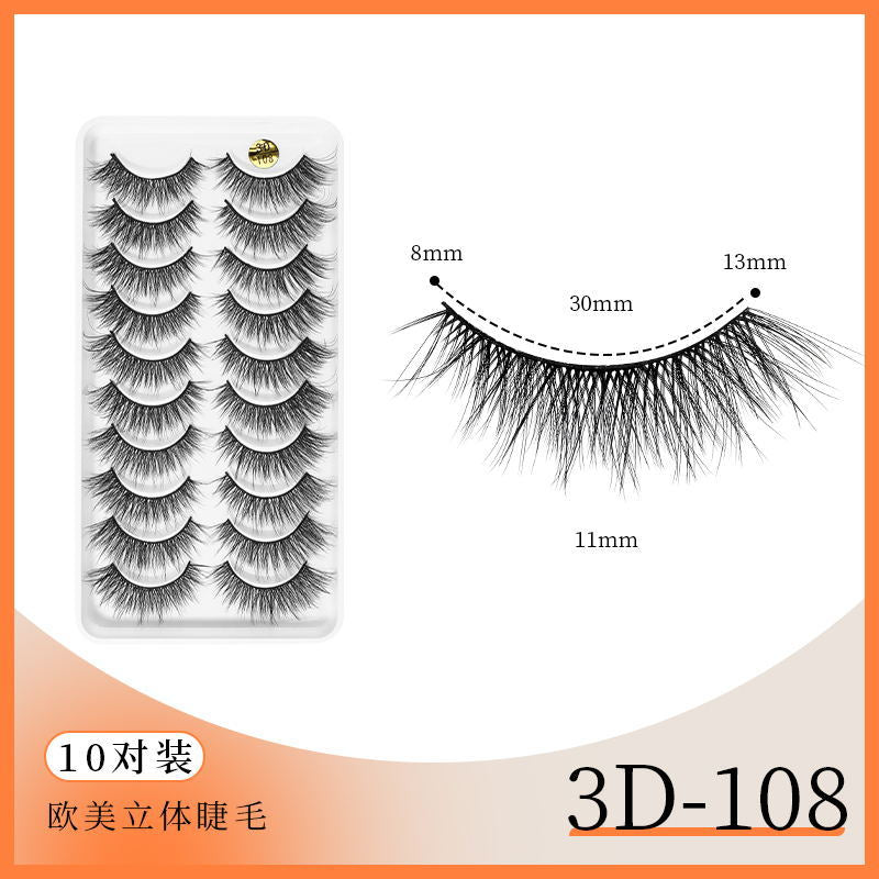 3D Multi-Layered False Eyelashes - 10 Pairs Bulk Pack
