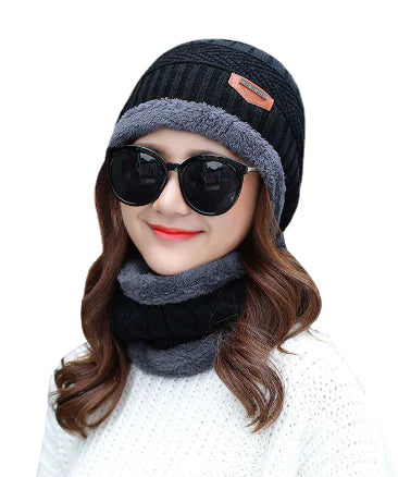 Thick Knit Beanie Hat, Warm Wool Cap