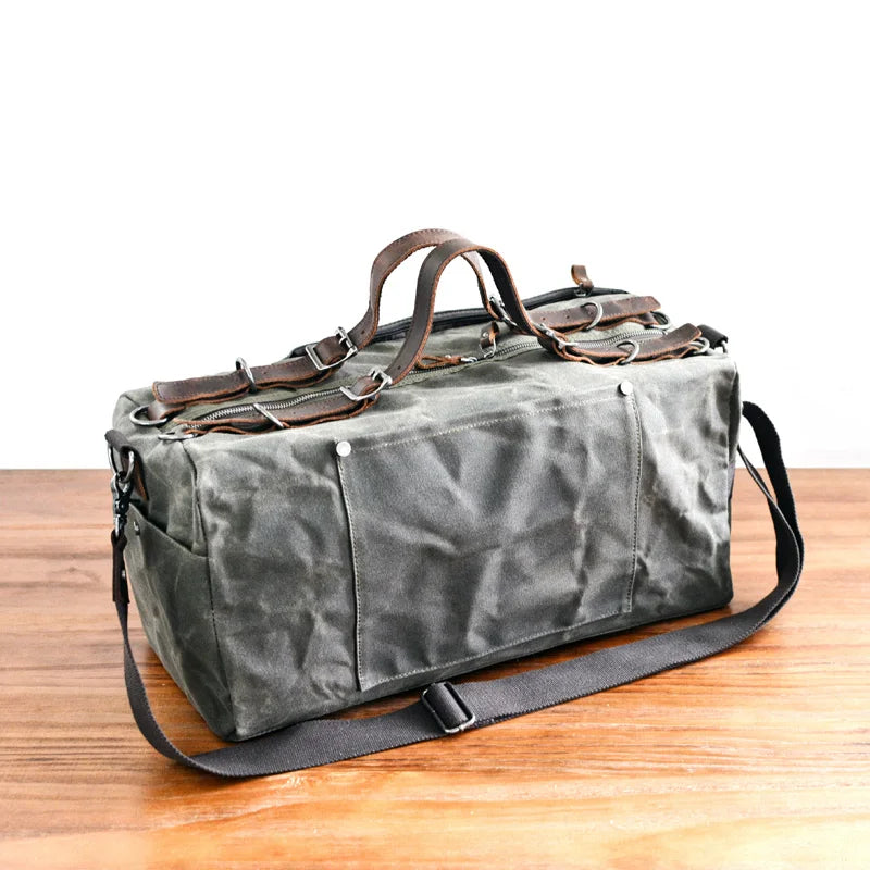 Retro Waxed Canvas Gym Duffel Bag for Men